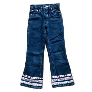 Vintage Y2K Northern Getaway Girl' Wide Leg Jeans Boho Ribbon Size 8